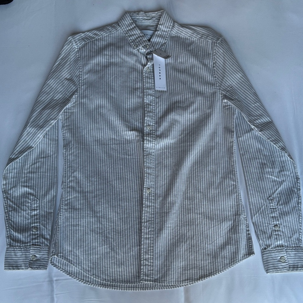 Topman Men's Striped Gray Shirt